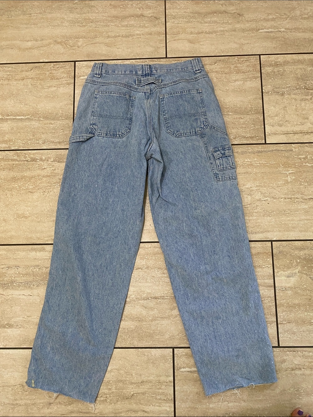 Vintage Lee Women's Light Blue Wide Leg Carpenter Jeans